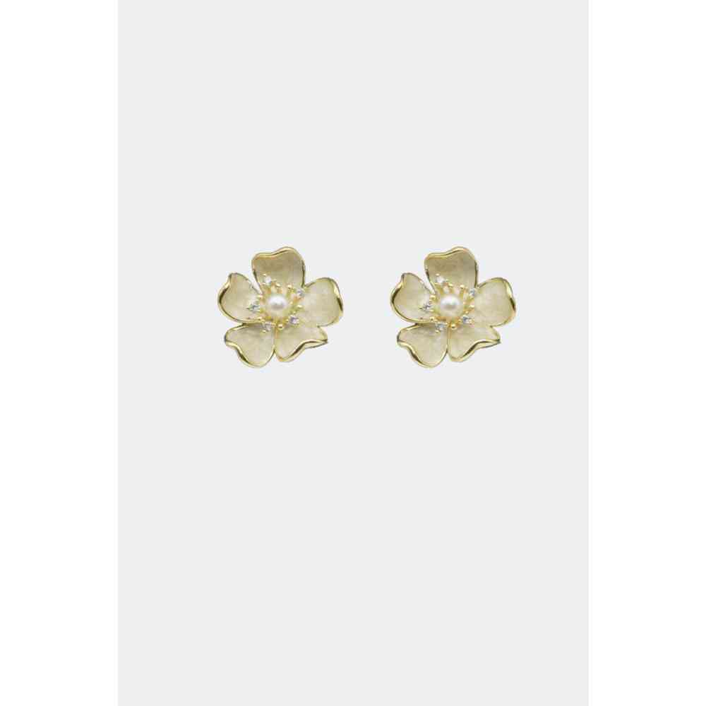 Voodoo Vixen - Pearlescent Flower Stud Ohrringe - WeiÃŸ
